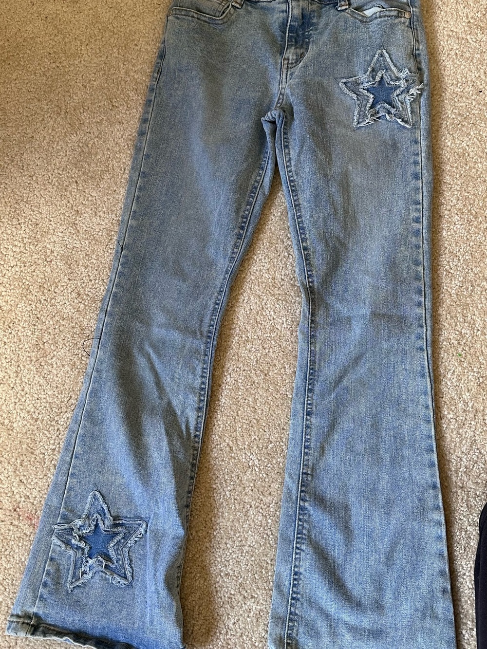 Beautees Light Blue Flared Jeans with Star Appliqués